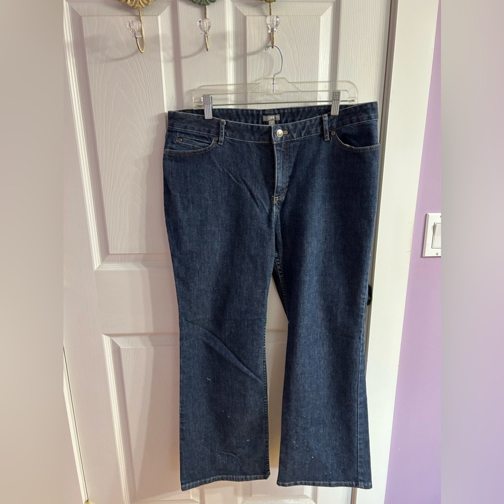 J.Jill women’s 16 petite dark wash denim jeans. Barely boot cut, mid rise.